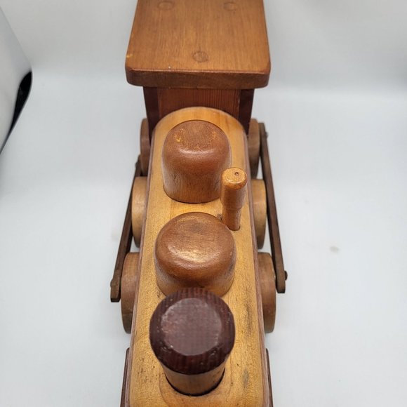 Large Handmade Wooden Train Engine Wood Train Amish Designed  Vintage Large Handmade Wood Steam Engine Train 13 x 5